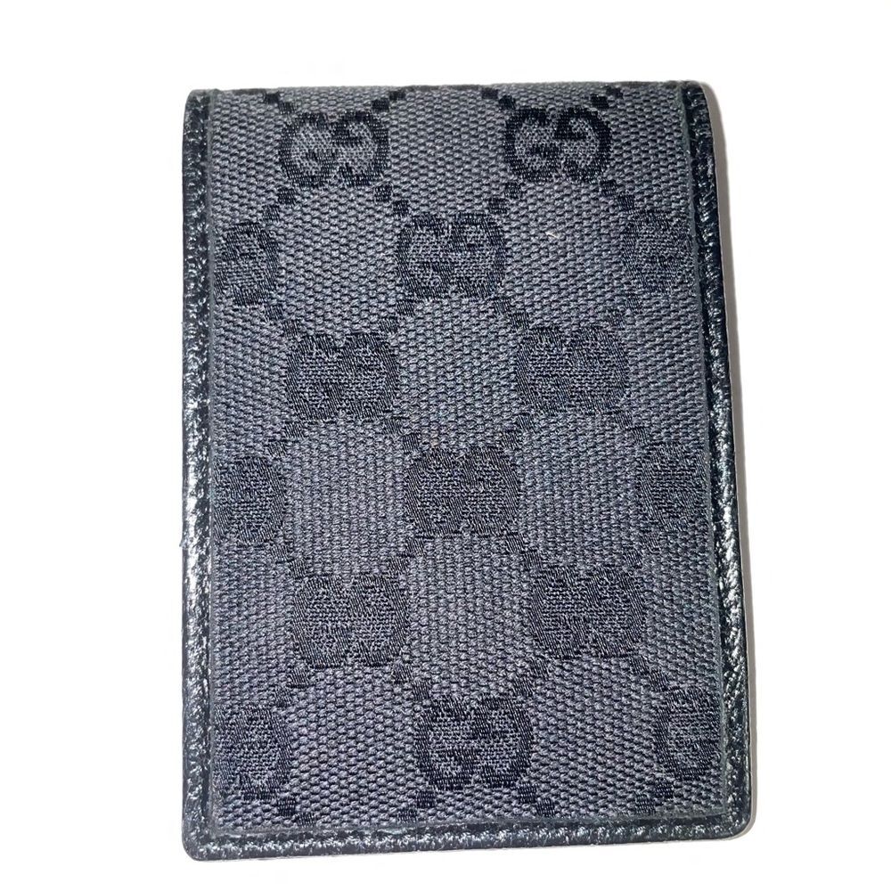 Gucci Vintage GG Canvas Pocket Notepad Case w Pen Monogram Card Holder Luxury